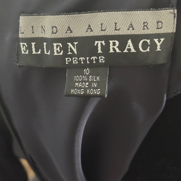 Linda Allard for Ellen Tracy Petite Silk Party Dress (10P) Black Red Plaid - Picture 3 of 6